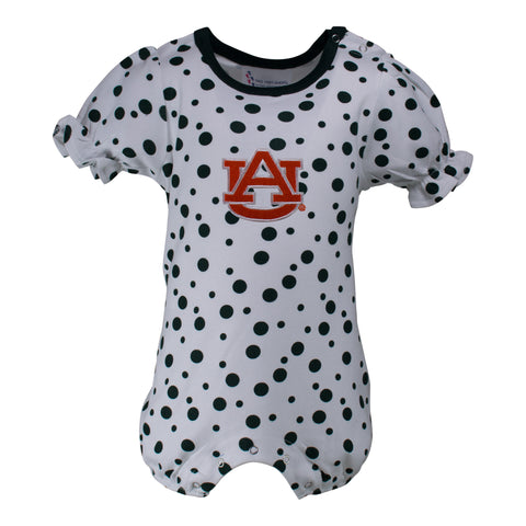 Two Feet Ahead - Auburn - Auburn Polka Dot Girl's Romper