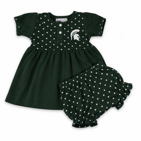 Michigan State Girl's Heart Dress with Bloomers