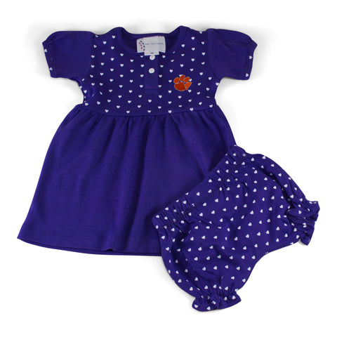 purple clemson dress Clemson State Girl's Heart Dress with Bloomers