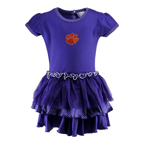 Two Feet Ahead - Clemson - Clemson Pin Dot Tutu Dress