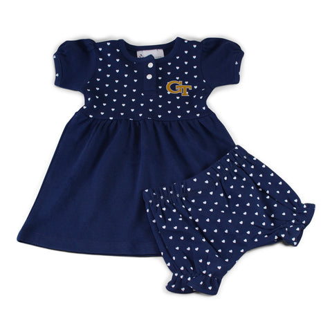 Two Feet Ahead - Georgia Tech - Georgia Tech Girl's Heart Dress with Bloomers