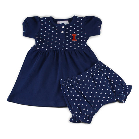 Two Feet Ahead - Illinois - Illinois Girl's Heart Dress with Bloomers