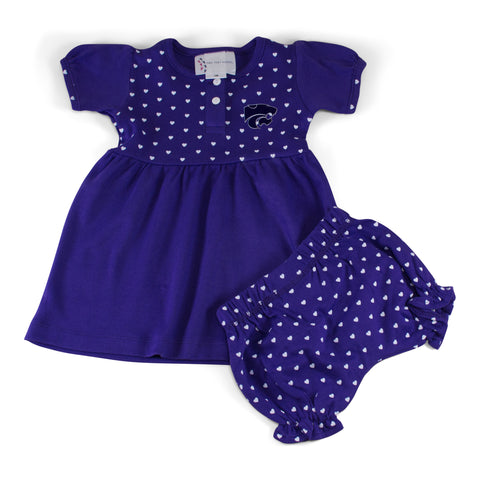 Two Feet Ahead - Kansas State - Kansas State Girl's Heart Dress with Bloomers