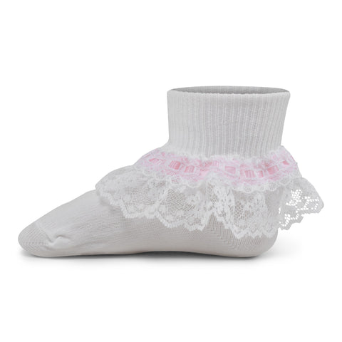 Two Feet Ahead - Socks - Girl's Nylon Lace Anklet (1456N)
