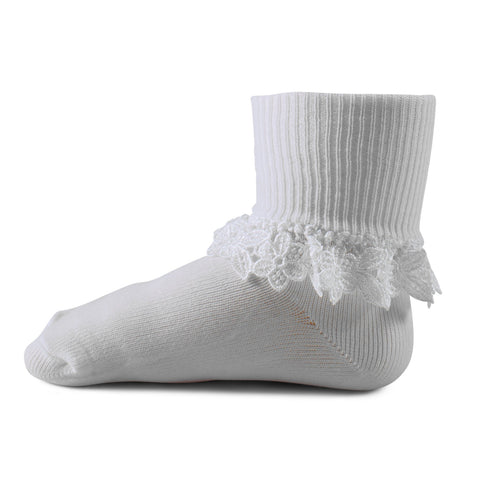 Two Feet Ahead - Socks - Girl's Nylon Floral Heirloom Anklet (1414)