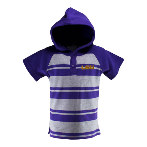 Two Feet Ahead - LSU - LSU Short Sleeve Hooded Shirt