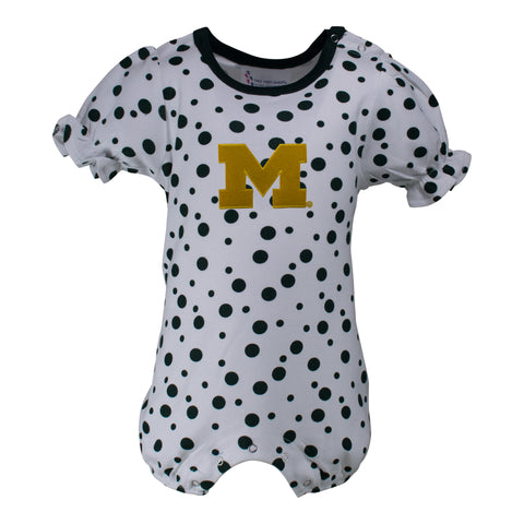 Two Feet Ahead - Michigan - Michigan Polka Dot Girl's Romper