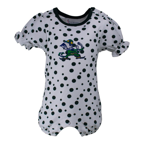 Two Feet Ahead - Notre Dame - Notre Dame Polka Dot Girl's Romper