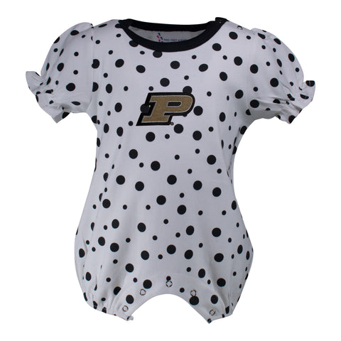 Two Feet Ahead - Purdue - Purdue Polka Dot Girl's Romper