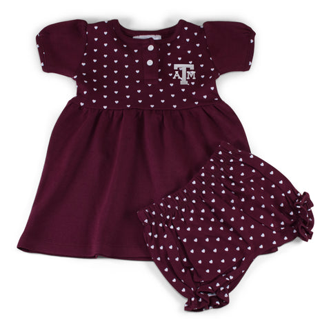 Texas A&M Girl's Heart Dress with Bloomers Two Feet Ahead Texas A&M Girl's Heart Dress with Bloomers Two Feet Ahead