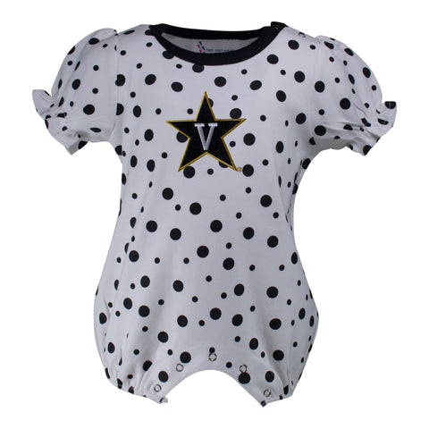 Two Feet Ahead - Vanderbilt - Vanderbilt Polka Dot Girl's Romper